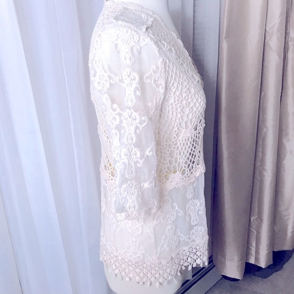 LAUREN MICHELLE crochet mesh swim cover-up cream S - Picture 6 of 9